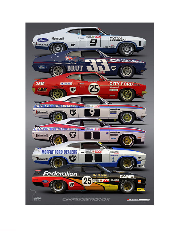 MOTORSPORT PRINT 1973 -79 MOFFATS BATHURST HARDTOPS - A2