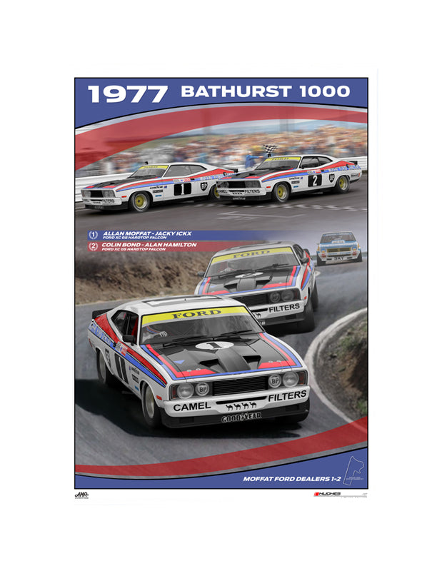MOTORSPORT PRINT 1977 BATHURST MOFFAT 1-2 - A2