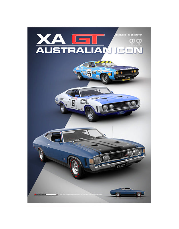 MOTORSPORT PRINT 1973 XA GT - COSMIC BLUE - A2