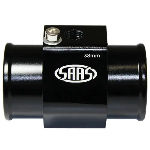 WATER TEMP ADAPTOR - IN TOP RADIATOR HOSE - V8 & XY-ON 6CYL (1-1/2in) ALLOY BLACK