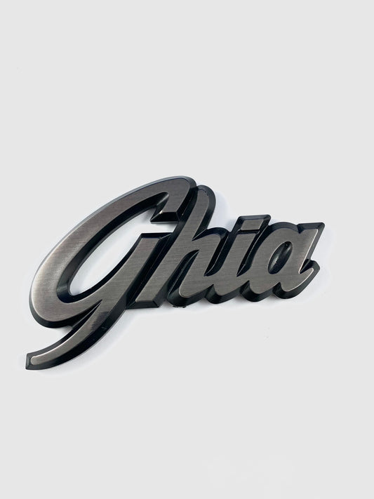 BADGE GHIA SCRIPT XD-F - BRUSHED SILVER - EACH
