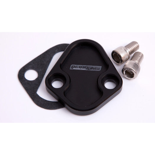 FUEL PUMP BLOCK OFF WINDSOR/BB/6 BILLET BLACK
