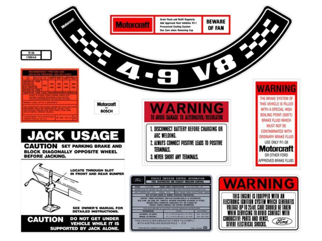 DECAL KIT ENGINE BAY MASTER KIT XC/ZH 4.9