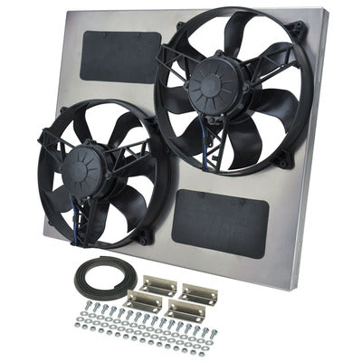 TWIN THERMO FANS IN SHROUD SUIT XA-B/ZF-G V8 SHORT RAD - 3750CFM DERALE