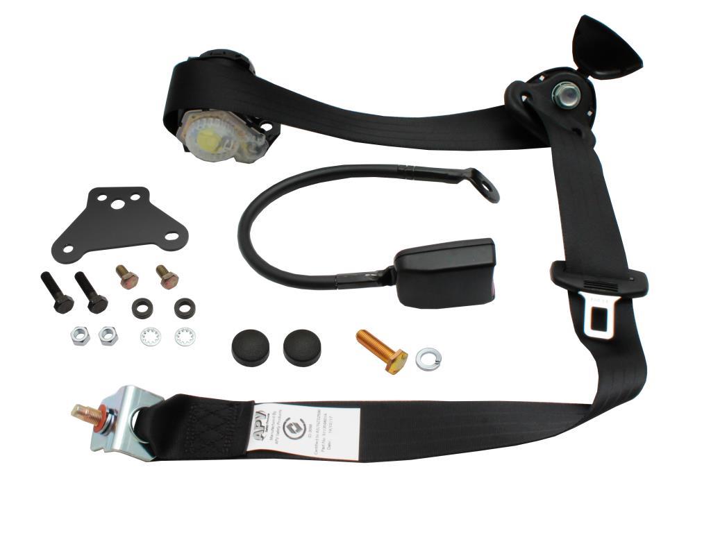 SEATBELT NEW RETRCT FRONT XE-F TO 87 ALL BUCKET RH BLACK