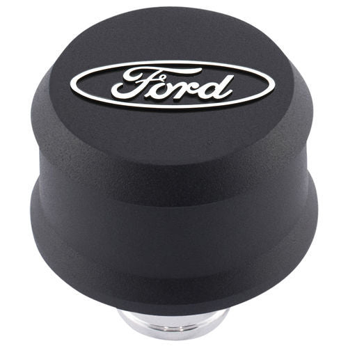 BREATHER/OIL CAP ENGINE PUSH-IN BLACK- FORD OVAL ALLOY