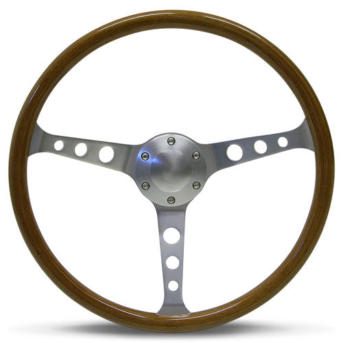 STEERING WHEEL WOODGRAIN 3-SPOKE WITH HOLES