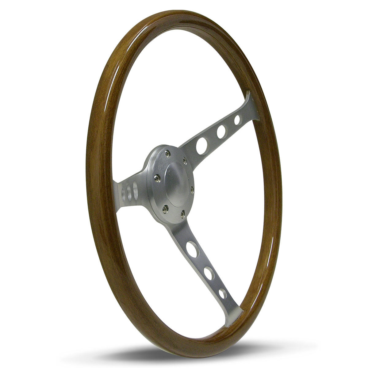 STEERING WHEEL WOODGRAIN 3-SPOKE WITH HOLES