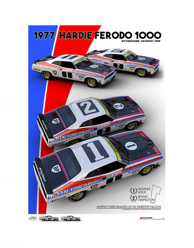 MOTORSPORT PRINT 1977 BATHURST 1-2 WHITE EDITION - A2