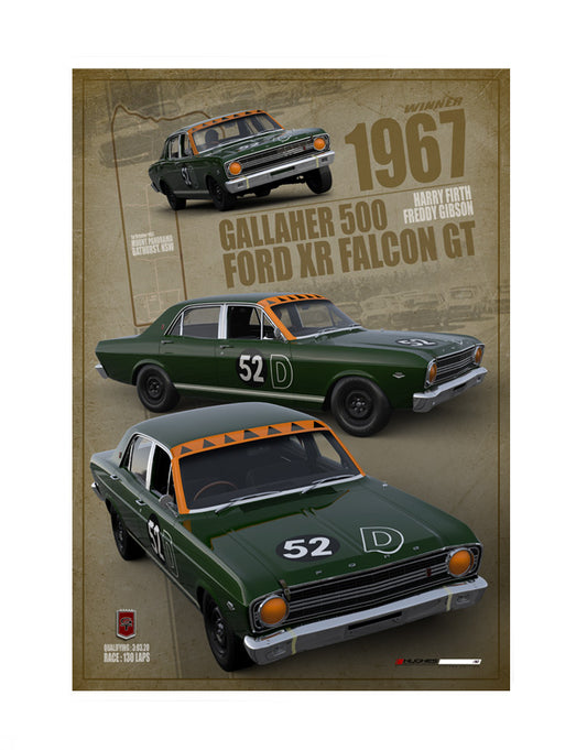 MOTORSPORT PRINT 1967 BATHURST WINNER - A2