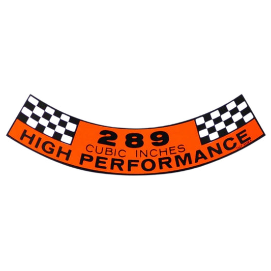 DECAL AIRCLEANER V8 289 HI-PERFORM
