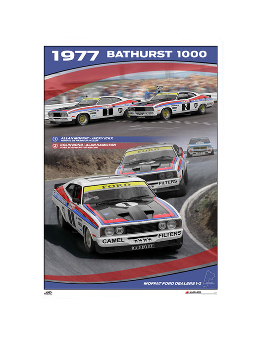 MOTORSPORT PRINT 1977 BATHURST MOFFAT 1-2 - A2
