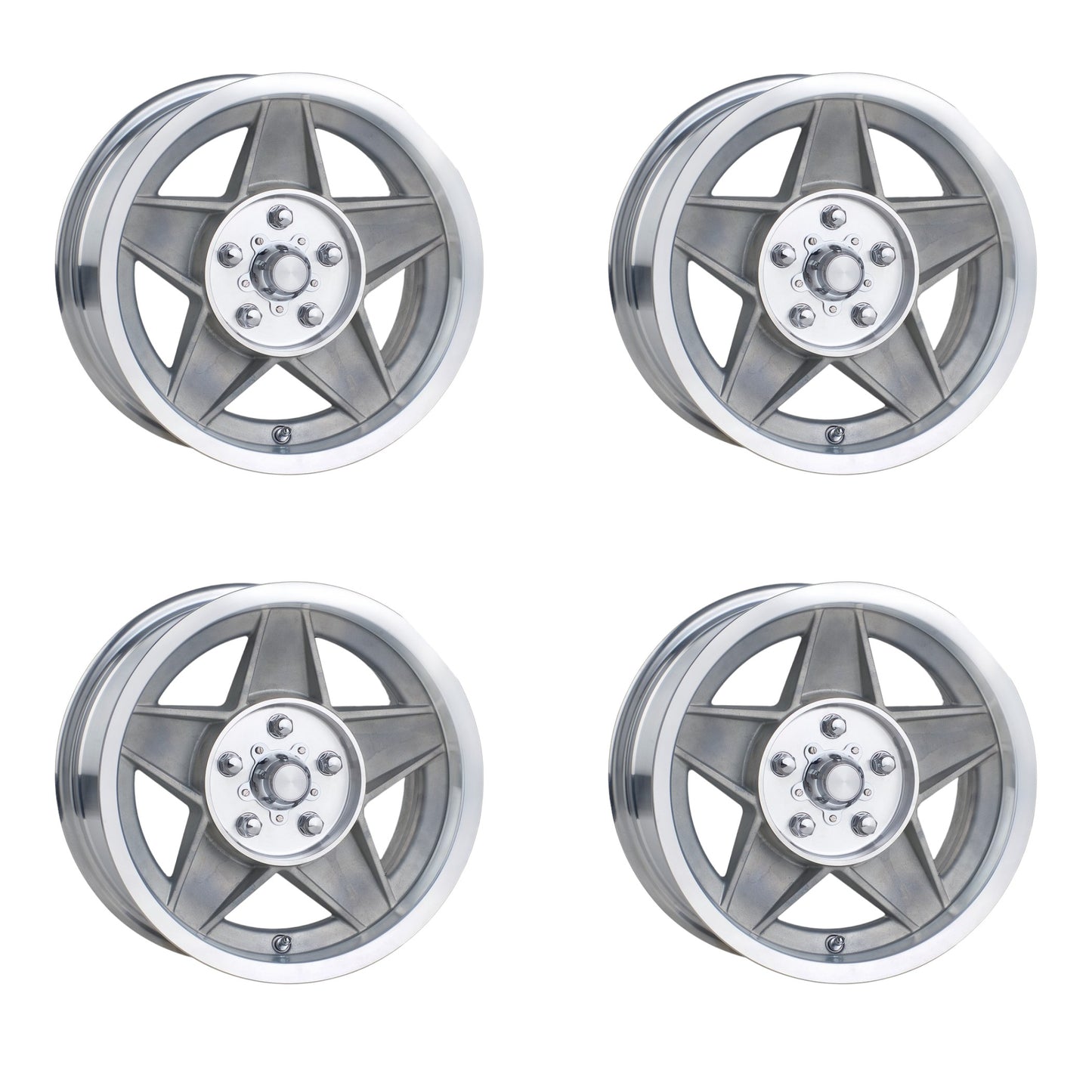 WHEEL BATHURST GLOBE 15x7 CONCOURS (72 DATE CODE) SET OF 4 INC NUTS & CAPS