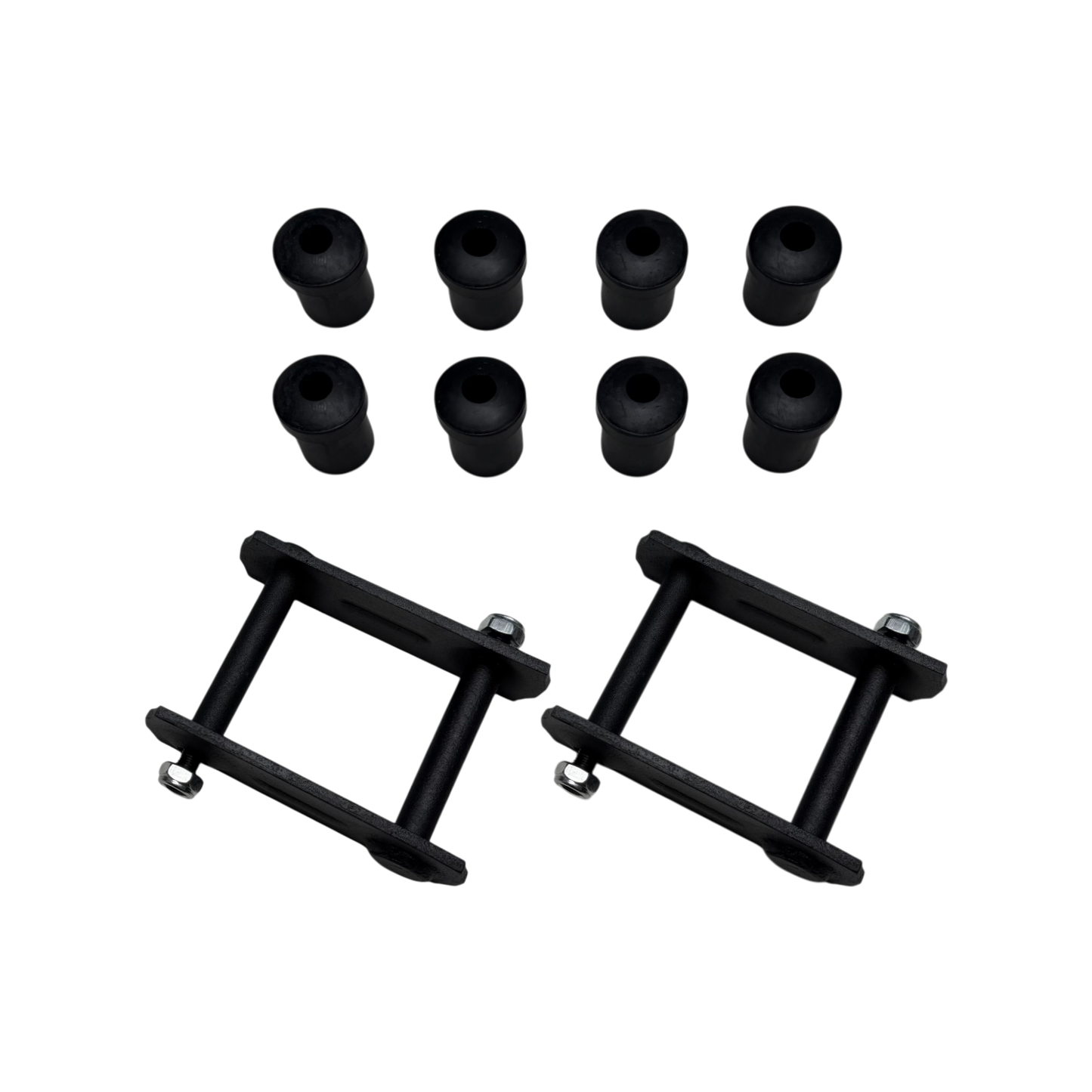 SHACKLE REAR LEAF SPRING PAIR XR-ON WITH RUBBERS