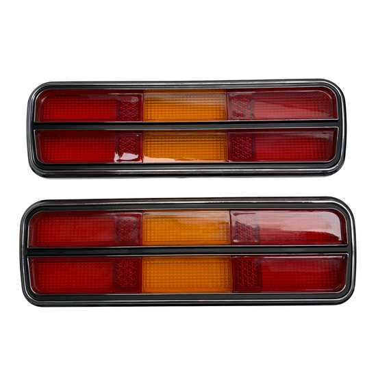LENS TAIL LIGHT XB COUPE-INC CHROME SURROUNDS (WITH BLACK PAINT-OUTS) PAIR