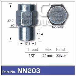 NUT WHEEL MAG TAPERED SEAT WITH 1/2 SHANK