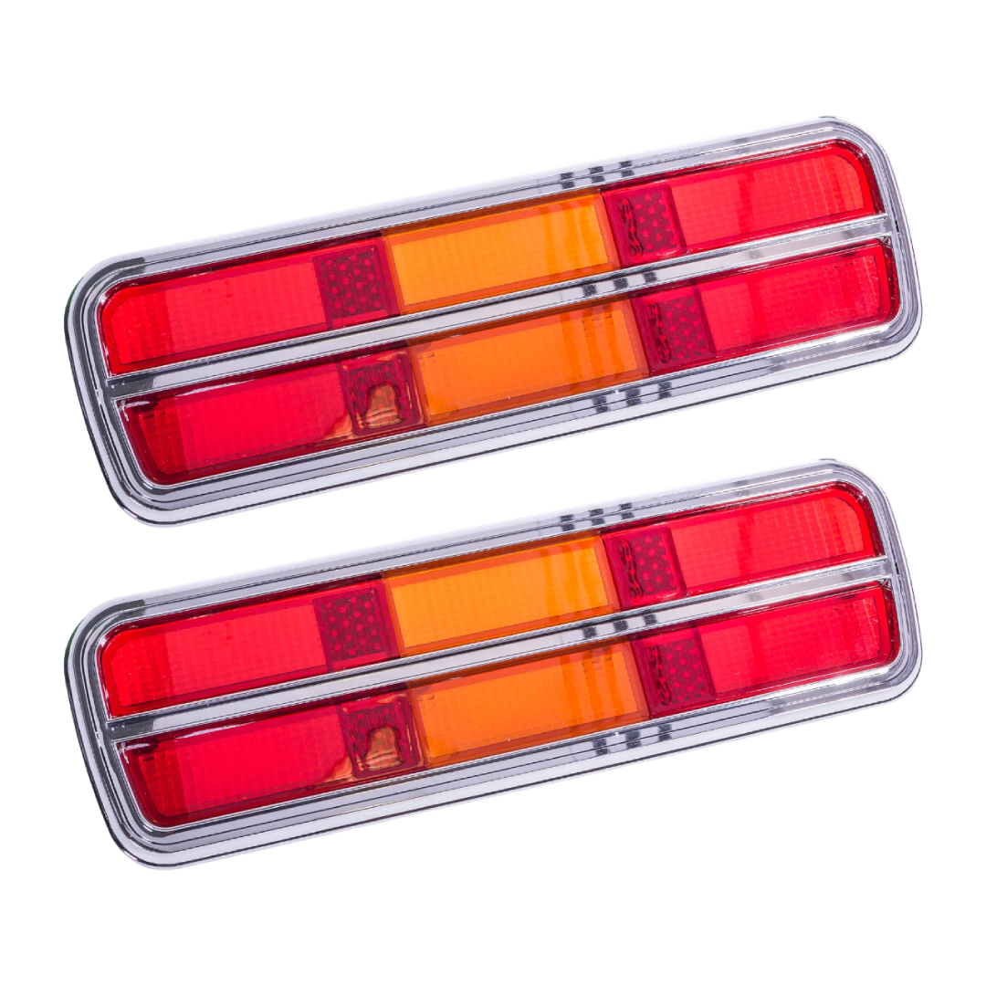 LENS TAIL LIGHT XB COUPE-INC CHROME SURROUNDS - PAIR