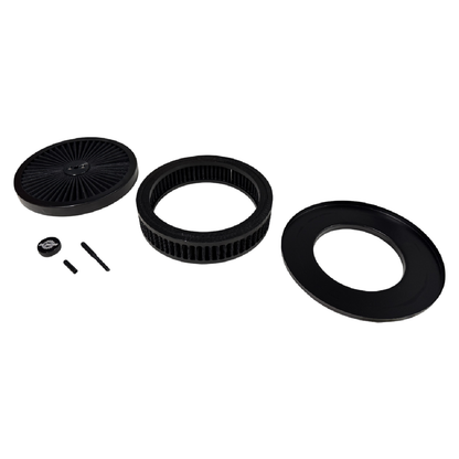 AIR CLEANER ASSEMBLY 4BBL & SOME 2BBL (5 1/8 IN NECK) 9X2 BLACK HI FLOW TOP - WASHABLE ELEMENTS