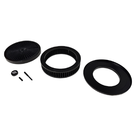AIR CLEANER ASSEMBLY 4BBL & SOME 2BBL (5 1/8 IN NECK) 9X2 BLACK HI FLOW TOP - WASHABLE ELEMENTS