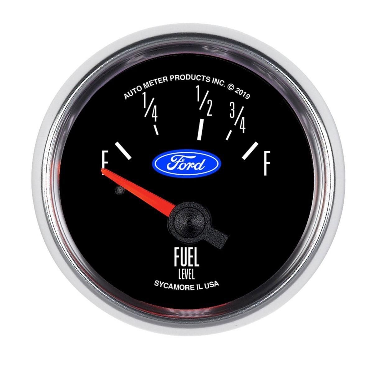 FUEL GAUGE 2-1/16 ELECTRIC AUTOMETER FORD LOGO - WORKS WITH XK-C SENDERS
