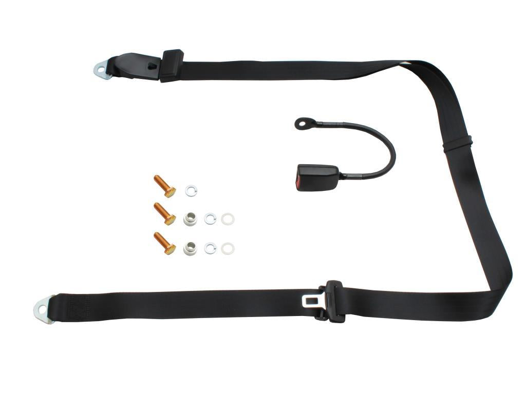 SEATBELT STATIC LAP/SASH WITH 400mm STALK BUCKLE - BLACK - AVP