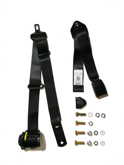 SEATBELT NEW RETRCT FR BENCH XK-C BLACK ADJUSTABLE BUCKLE 150-610MM