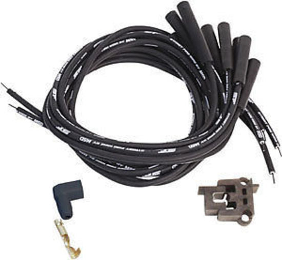 PLUG LEAD SET CLEVELAND/WIN STD & HEI CAP/STRAIGHT PLUG BOOT,BLACK,CUSTOM LENGTH,MSD